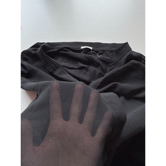 INTIMISSIMI Black Sheer Chiffon Jersey Long Sleevve Button Up Shirt, Size M - Picture 9 of 12